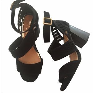 River Island Black Block Heel Sandal